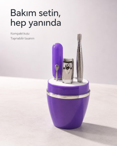 Mor Manikür Pedikür Seti Taşınabilir Kişisel Bakım Kiti